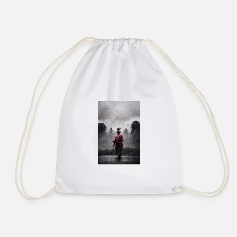 Samurai in the fog - Drawstring Bag - white