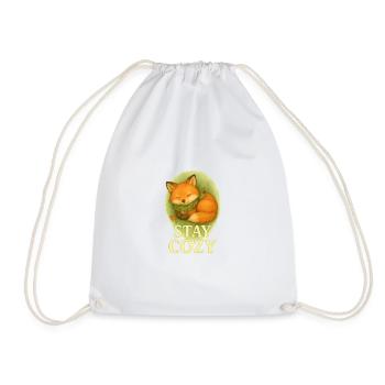 Stay Cozy – Niedlicher Baby-Fuchs mit Blätterschal - Turnbeutel - Weiß - Vorne
