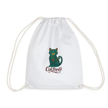 Buntes Katzen-Design – Cat Lover Shirt - Turnbeutel - Weiß - Vorne