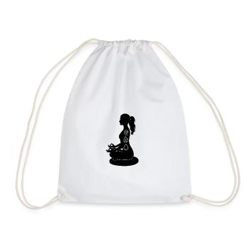 Elements Meditation – Fire, Water, Air, Earth, Yoga - Drawstring Bag - white - Front