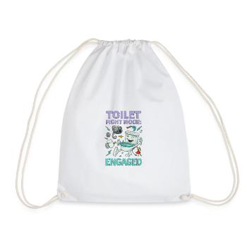 Toilet Fight Mode – Absurd Brainrot Design - Drawstring Bag - white - Front