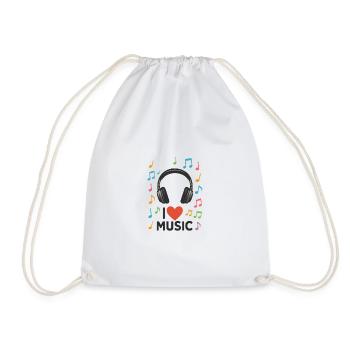 I Love Music - Drawstring Bag - white - Front