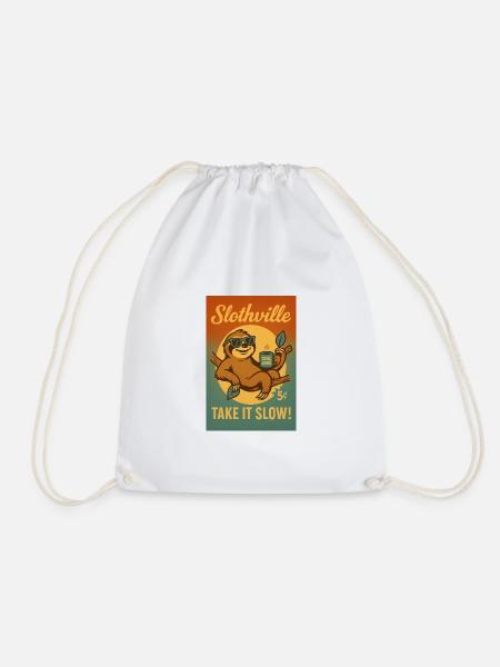 Sloth Slothville - Drawstring Bag - white