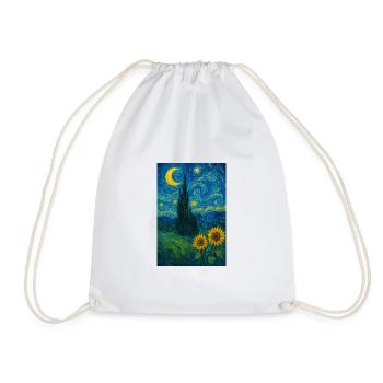 Nuit étoilée avec des tournesols - Sac de sport léger - blanc - Devant