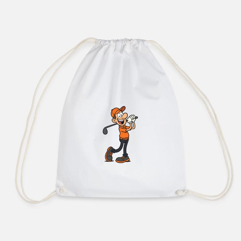 Cartoon Golfer - Männlich - Turnbeutel - Weiß