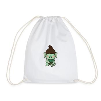 Niedlicher Troll – Kawaii-Stil - Turnbeutel - Weiß - Vorne