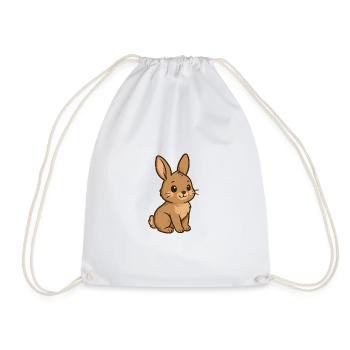 Cuddly Bunny Cartoon Heart Ears - Drawstring Bag - white - Front