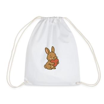 Cuddly Bunny Heart - Drawstring Bag - white - Front