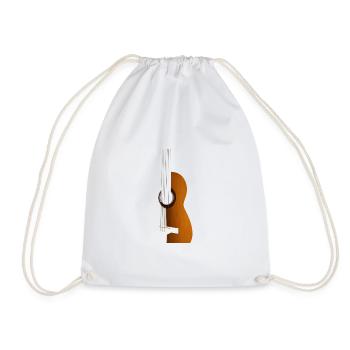 Acoustic guitar in classical wood - Drawstring Bag - white - Front