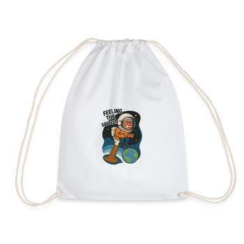 toilet bowel movement toilet funny astronaut kids - Drawstring Bag - white - Front