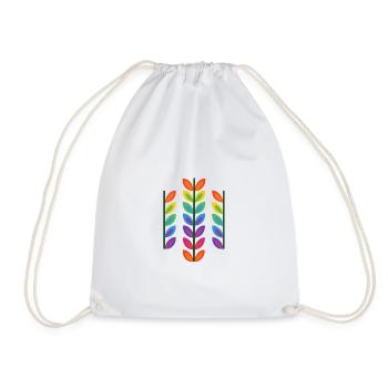 Rainbow leaf design in vibrant style - Drawstring Bag - white - Front