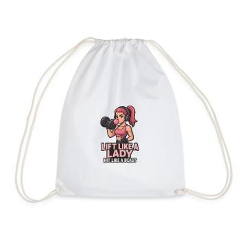 Lift Like A Lady Gym Girl Power Fitness Workout - Drawstring Bag - white - Front