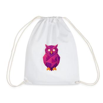 Geometric Owl in Origami Style - Drawstring Bag - white - Front