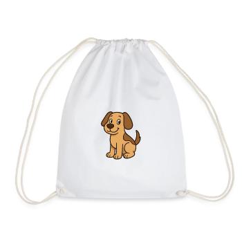 Playful dog motif in cartoon style - Drawstring Bag - white - Front