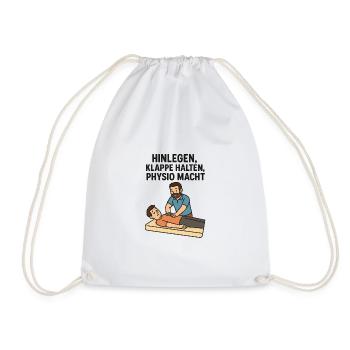 Lie down, shut up, physio POWER - Drawstring Bag - white - Front