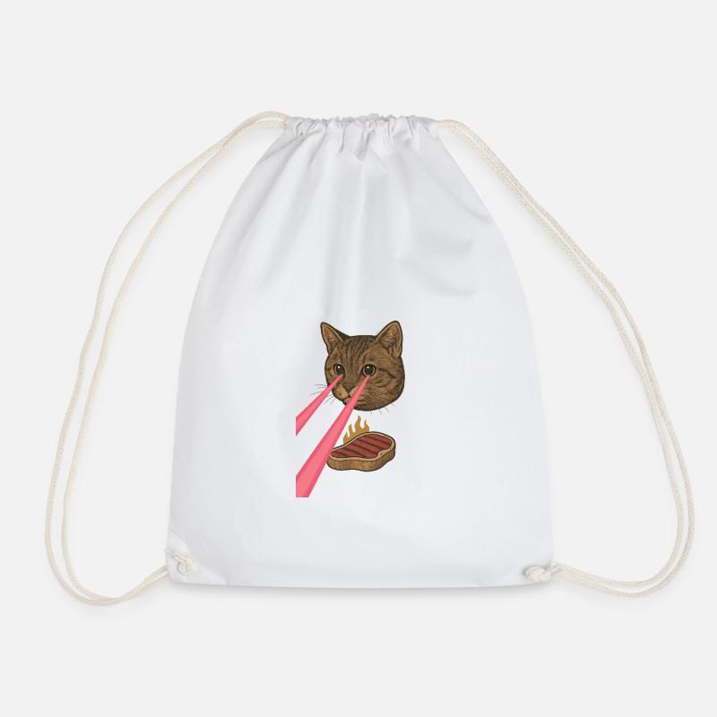 Laser Katze - Turnbeutel - Weiß