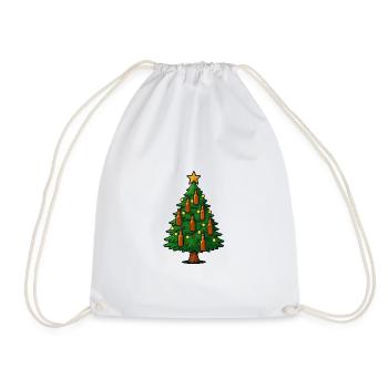 Festliche Bierflaschen Weihnachtsbaum - Turnbeutel - Weiß - Vorne