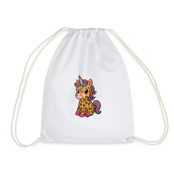Licorne léopard - Conception de dessin animé mignon - Sac de sport léger - blanc - Devant