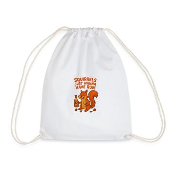 Squirrel with Rum and Humor - Drawstring Bag - white - Front