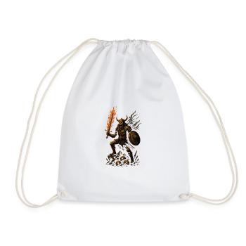 Demonic Warrior with Fire Dagger - Drawstring Bag - white - Front
