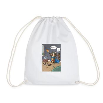 Superhero Cat Splash — Regretful Goldfish Saga - Drawstring Bag - white - Front