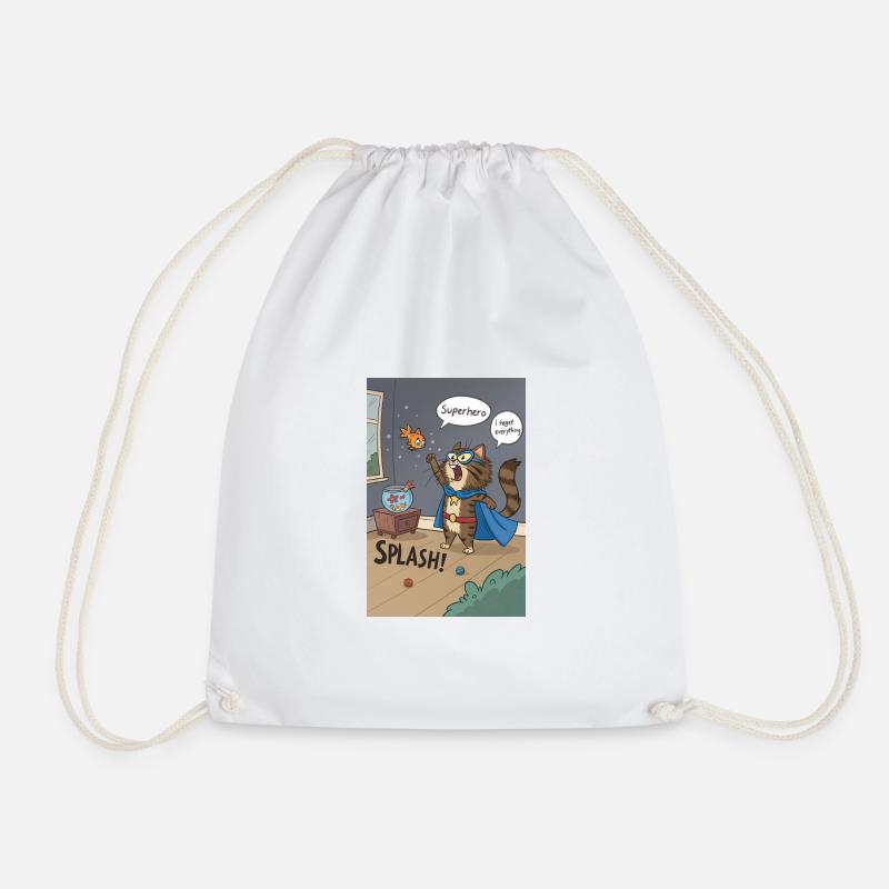 Superhero Cat Splash — Regretful Goldfish Saga - Turnbeutel - Weiß