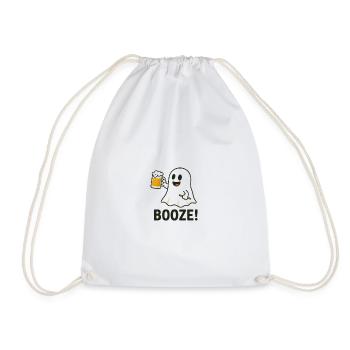 Playful Halloween Ghost Motif with Beer Glass - Drawstring Bag - white - Front