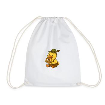 Cute duck in traditional costume - Drawstring Bag - white - Front