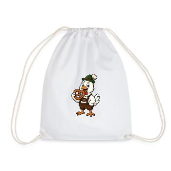 Bavarian duck servant in traditional costume - Drawstring Bag - white - Front