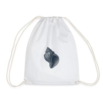 Elegant Nautical Shell Illustration - Drawstring Bag - white - Front
