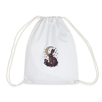 Celestial Hare Mystical Illustration - Drawstring Bag - white - Front