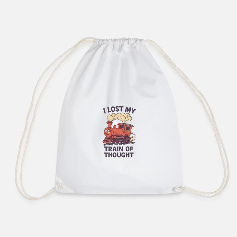 Train of Thought Design - Drawstring Bag - white