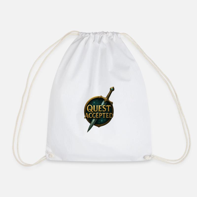 Quest_Accepted - Drawstring Bag - white