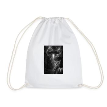 Chat selfie avec un OVNI extraterrestre - Chat OVNI - Sac de sport léger - blanc - Devant