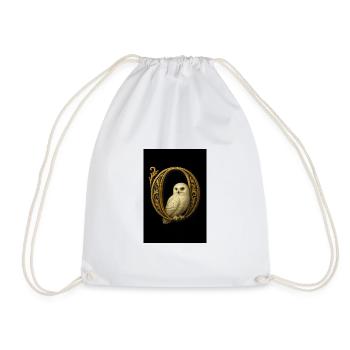 O – Magic ornament with snowy owl - Drawstring Bag - white - Front