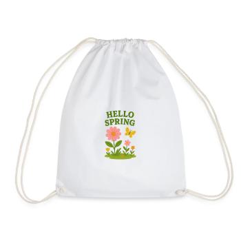 Spring awakening with flowers and butterfly - Drawstring Bag - white - Front