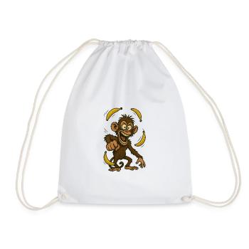 Boisterous monkey with banana motif - Drawstring Bag - white - Front