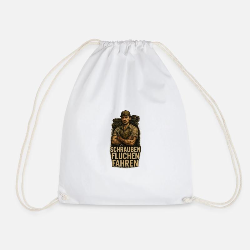 Screwing, cursing, driving - Drawstring Bag - white