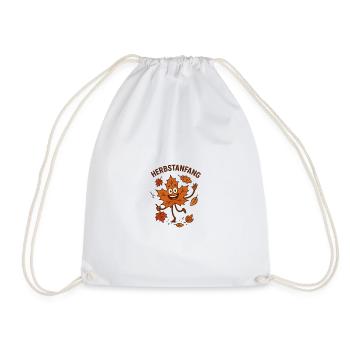Feuilles d'automne, personnage de feuille joyeux - Sac de sport léger - blanc - Devant