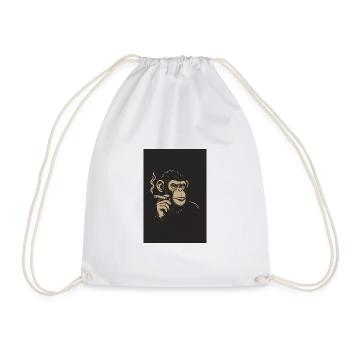 Monkey with Cigars Art Print - Drawstring Bag - white - Front