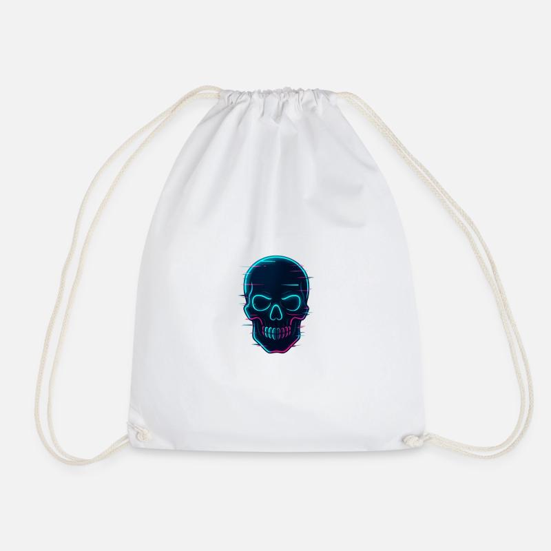Neon Cyber Skull Design - Turnbeutel - Weiß