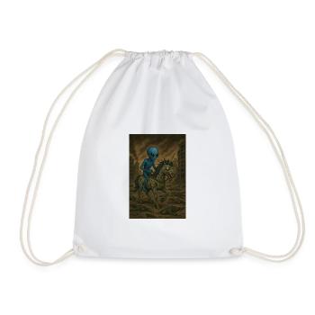 Alien on Zombie Unicorn - Drawstring Bag - white - Front
