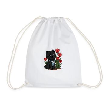 Süßer Spitz Hund mit Tulpen - Turnbeutel - Weiß - Vorne