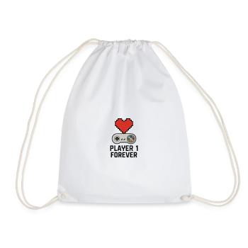 Retro Gaming Heart Player Forever T-shirt - Turnbeutel - Weiß - Vorne