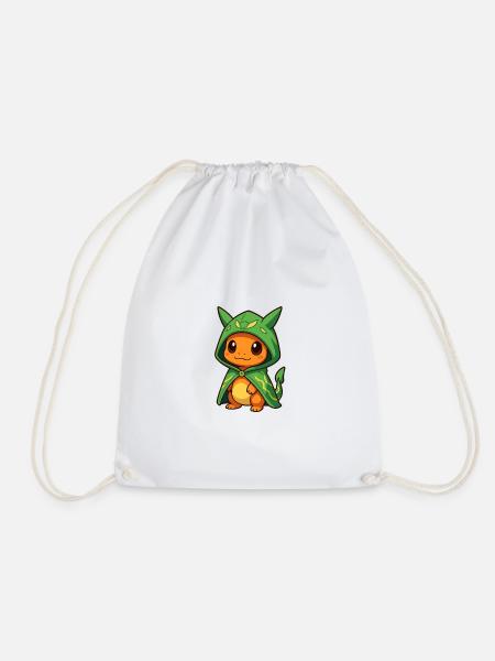 Little Dragon in Wizard's Cloak - Drawstring Bag - white