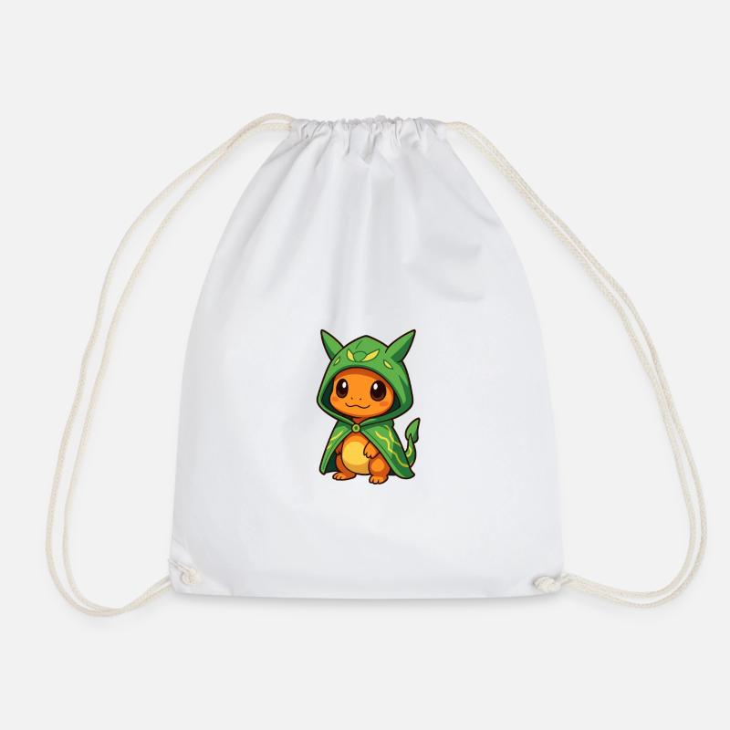 Little Dragon in Wizard's Cloak - Drawstring Bag - white