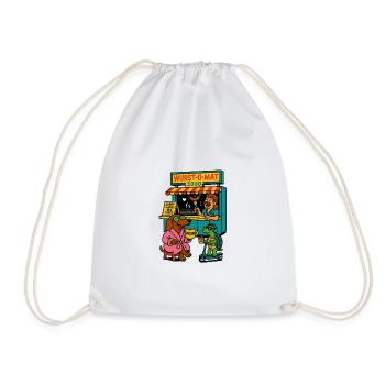 Dachshund Snack Moin - Drawstring Bag - white - Front