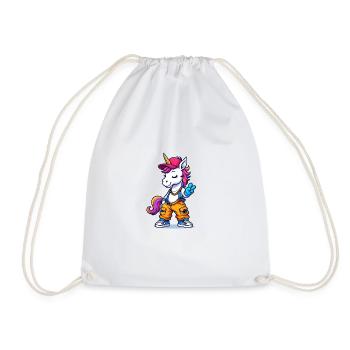 Künstlerischer Einhorn-Charme mit urbanem Stil - Turnbeutel - Weiß - Vorne