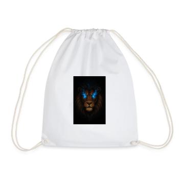 Passionate lion head with blue energy - Drawstring Bag - white - Front