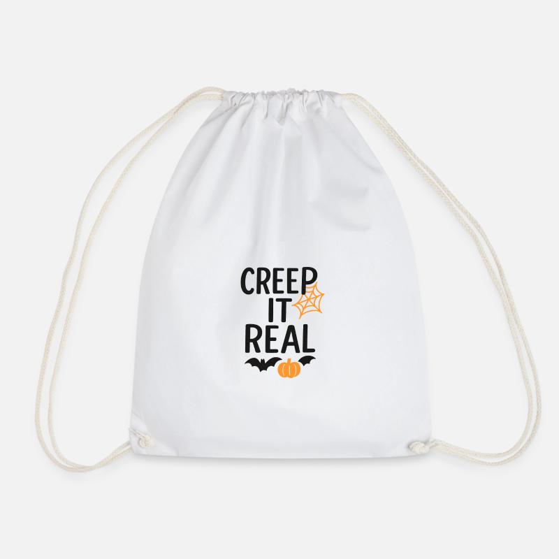Halloween Spider Pumpkin Design - Drawstring Bag - white